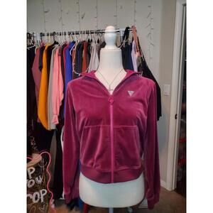 Guess bling Velour zip up sweater Size 16 youth (Small adult)